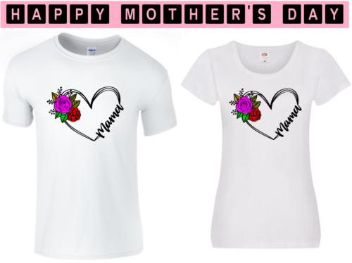 Mothers Day Heart mama tshirt. Gift for mum ladies top. FREE P&P - Picture 1 of 3