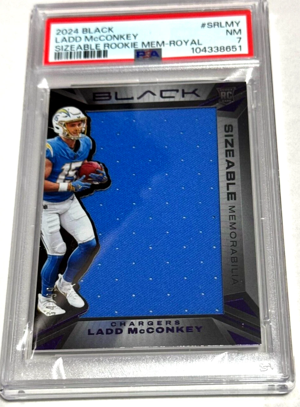 Ladd McConkey Panini Black Sizeable Rookie Memorabilia #SRLMY Royal