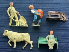 Lot D -6 Vintage Barclay Manoil  Lead Train Christmas Village Type Figures