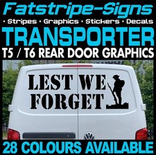 to fit VW TRANSPORTER T5 T6 LEST WE FORGET ARMY GB STICKERS GRAPHICS CAMPER VAN