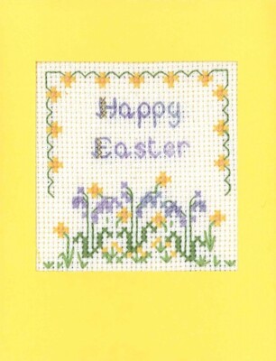 Blumen Frohe Ostern Karte - ein komplettes Kreuzstich Set mit FARBKARTE 