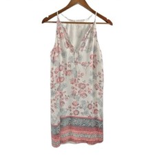 Skies Are Blue Coral Floral Pastel Pink Shift Mini Dress Size XS