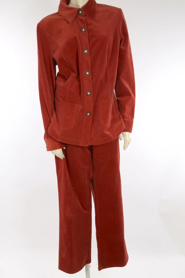 Conjunto de Camisa y Pantalones Deportivos Vintage St. John Borgoña Pana Retro Glamour M Foto 2 de 4