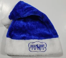 Deep Eddy Vokda Santa Hat Furry Adult Blue Xmas Christmas  
