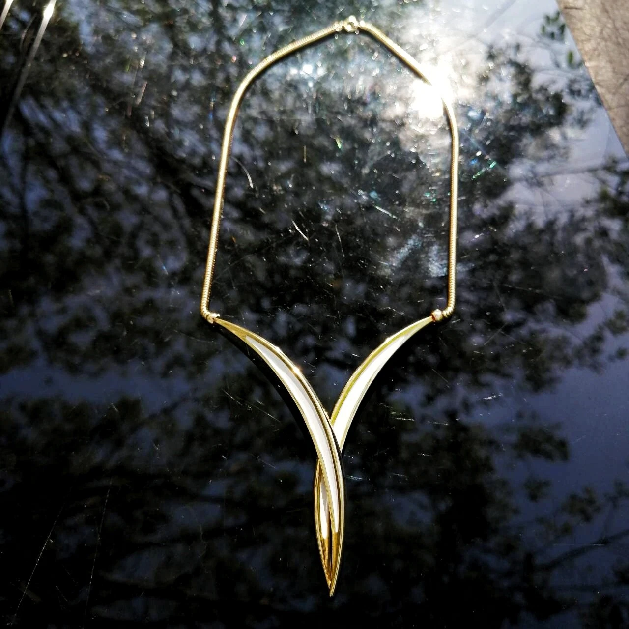 Collier vintage 1972 Grande Allemagne, designer C. Dior Heinrich Henkel, ton or