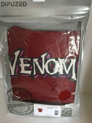 New NWT Boy's Marvel Venom Spell Out Maroon Short Sleeved T-Shirt Comic Difuzed
