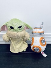 x2 Star Wars Plush Lot Disney Stuffed Animal Lot Baby Yoda BB8 Movie TV Toys 2B