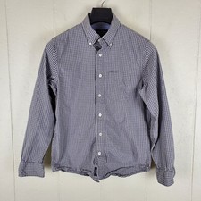 Abercrombie Fitch Shirt Mens Small Gray Button Up Long Sleeve Pocket Gingham