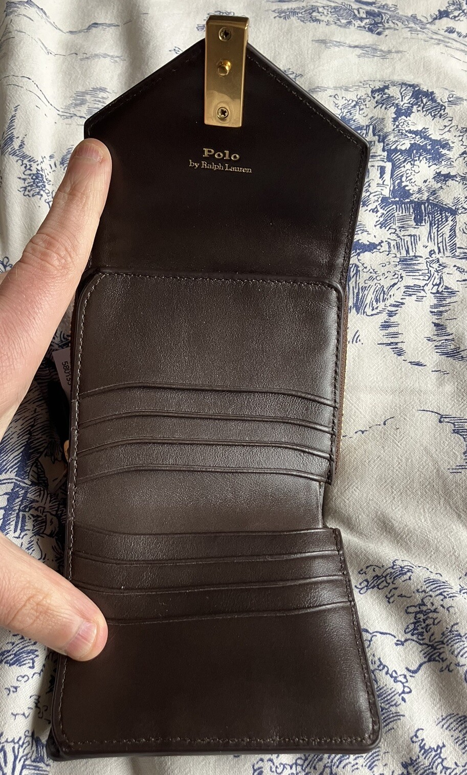 BNIB Polo Ralph Lauren Quilted Compact Wallet - Brown - 100percent Sheep Leather New image 2