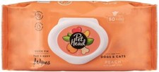 Dog, Pet Head Quick Fix Paw Body Wipes for Dogs  Cats Peach Aloe Vera -80 count