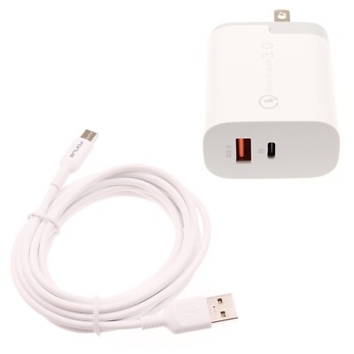 36W PD Home Charger Fast Type-C 6ft Long Cable USB-C Power Cord for Cell Phones