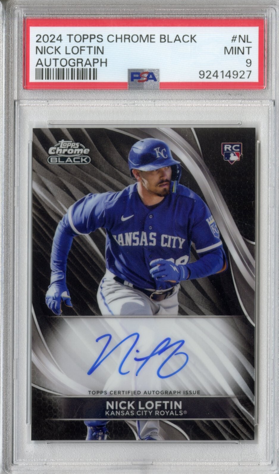 2024 Topps Chrome Black Baseball Nick Loftin Base RC Auto PSA 9
