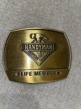 Handyman Club of America Life Member Belt Buckle Vintage 1996 Brass Tone