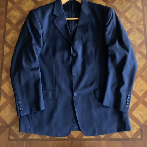 Naldini Blazer Navy Pinstripe New Wool Super 150 Size 44 Old Money Luxury New