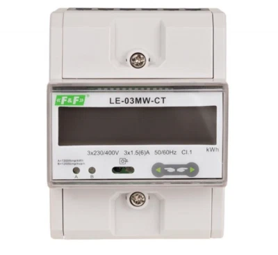 F&F LE-03MW CT Dreiphasen Stromzähler 3×230V/400V+N IP51 Dreiphasen Plombe - Bild 1 von 4