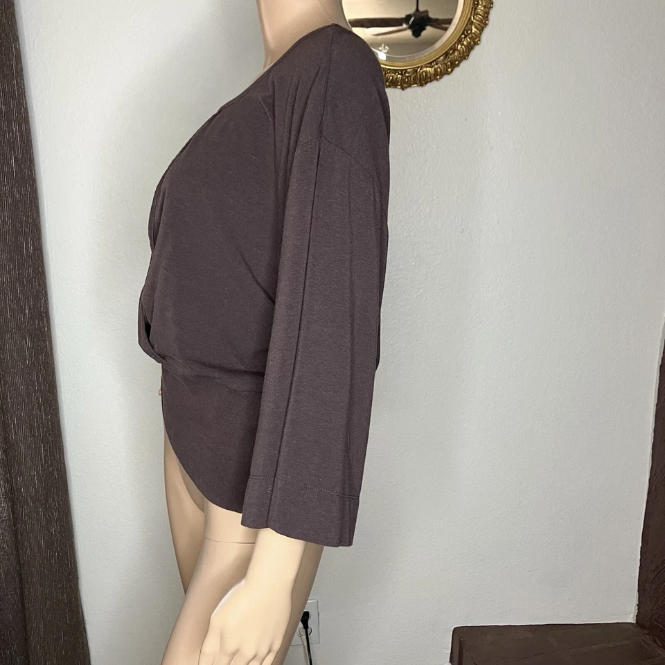 Lucy Knit Top Size Large Brown 3/4 Sleeve Organic Cotton Bamboo Stretch - Image 3 of 4