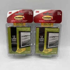 3M Command Strips 12 Large Picture Poster Hanging Black Includes Level 2 Pack