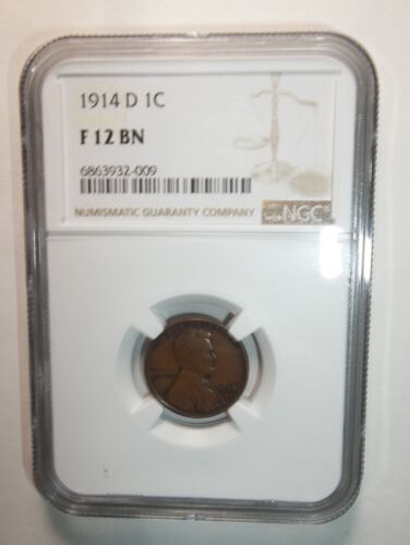 1914-D Lincoln Cent NGC F12BN - Key Date! Beautiful Patina!