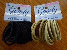 30 Goody Ouchless Medium Covered Hair Elastics Two 15-Piece Packs Black  Tan