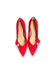 400 Stuart Weitzman black Red Suede pointed heels size 5