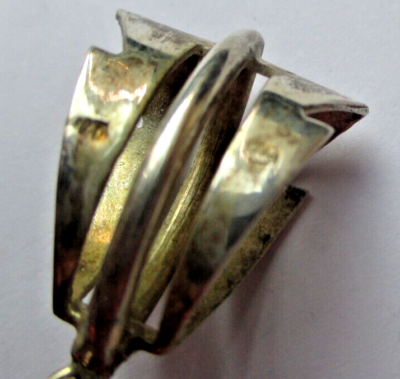 Pendentif Vintage En Argent Poinçonné Avec Ambre Véritable - Bijou Ancien - Modèle 3361
