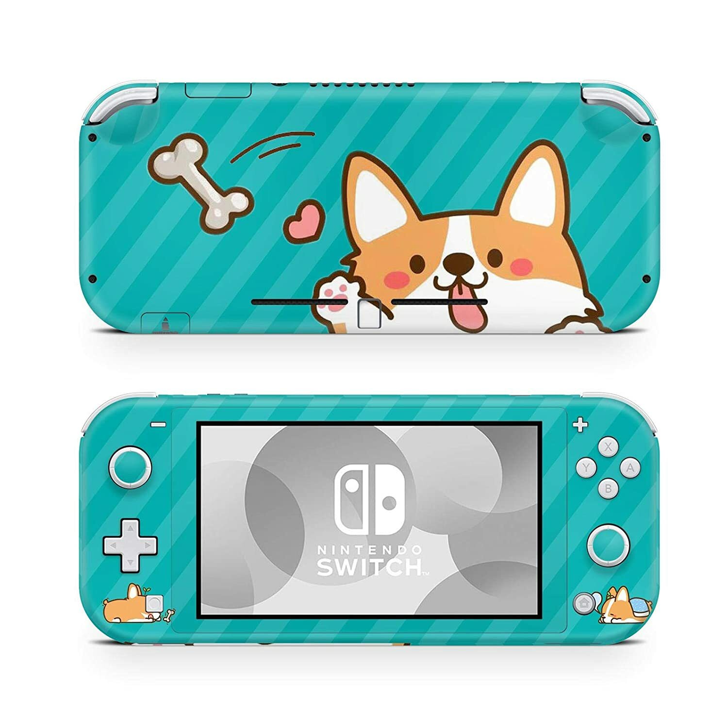 Nintendo Switch Lite Skin Decal Sticker Dog Animal Green Shiba Pastel Cartoon-image