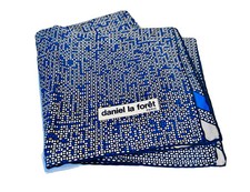 Vintage Daniel la Foret Paris 100 Silk Blue Gray Beige Scarf