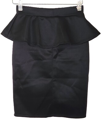 Charlotte Russe Juniors PEPLUM PENCIL SKIRT Black S NWT