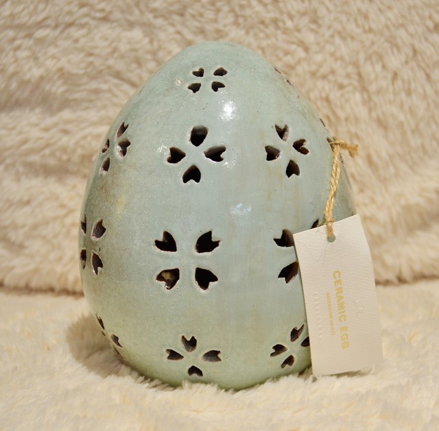 Pottery Barn PIERCED CERAMIC EASTER Egg SMALL Blue New eBay