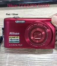 Nikon COOLPIX S3300 6x Zoom 16.0MP Digital Camera NIKKOR Glass Len-Red/ Silver