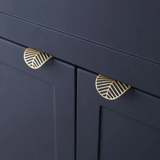 Brass Gold Leaf Design Cabinet Handles Invisible Drawer Pulls Cabinet knobs 