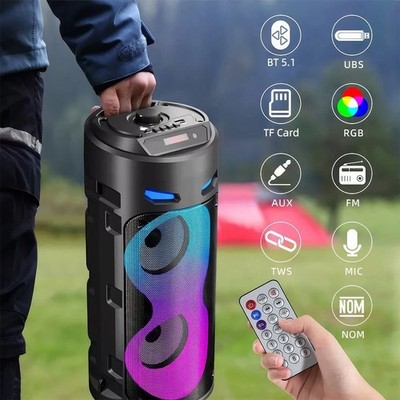 Lautsprecher LED Subwoofer Bluetooth 5.0 Boombox Musikbox Party LED mit Mikrofon