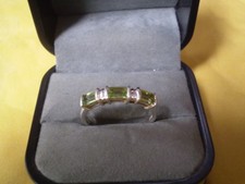 925 Sterling Silver Ladies 3-Peridot Ring   2.1 grams   August Birthstone