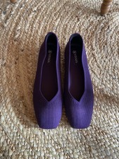 VIVAIA Margot Square-Toe V-Cut Knitted Flats Shoes Purple Size EU40