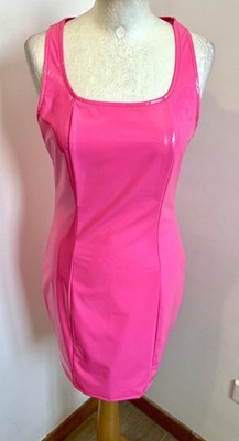 dress size 38 vinyl bright neon straight cut tight bodycon straight cut 921!