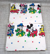 2 Vintage Disney Babies Mickey  Friends Flannel Receiving Blankets 26" x 38"