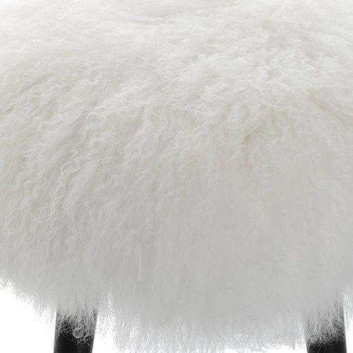 Uttermost Wooly White Sheepskin Accent Stool - Picture 5 of 5