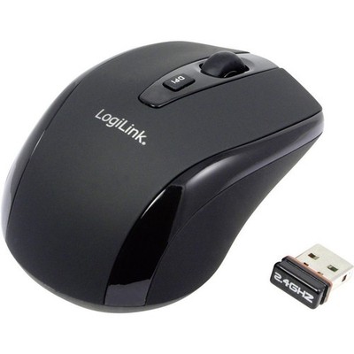 LogiLink Mini  Maus Funk   Optisch Schwarz 3 Tasten 1600 dpi