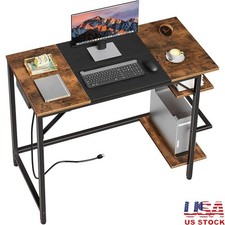 Compact Computer Desk W/ Charging Station USB Ports Gaming Office Study