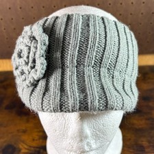 Merona Gray Knit Headband Ear Warmer Twisted Flower Acrylic