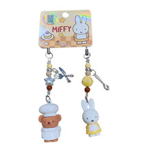  Set of 2 New Miffy Boris Beaded Charm Cooking Key Ring Chain Bag Tote Holder