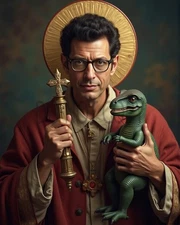 Jeff Goldblum "Saint Goldblum" AI Generated Image Oil Paint Style 8X10 Print