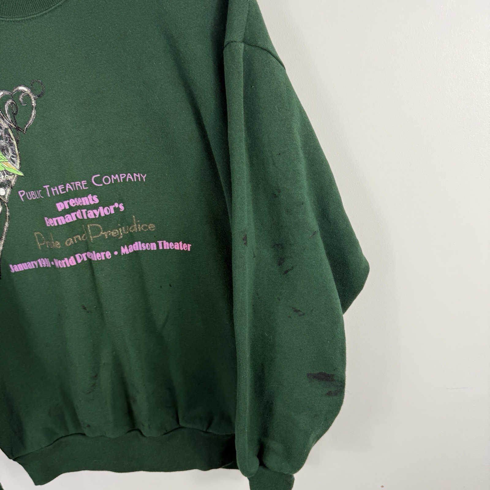 Vintage Jerzees 1995 Pride Prejudice Theatre Graphic XL Made in USA Sweatshirt image 5
