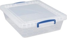 Image of Really Useful Box Nestable Plastic Storage 43 Litre Clear (Pack of 3)