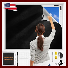 100 Blackout Curtains, 118" X 57" Portable Black Out Curtains for Bedroom