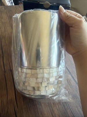 ANNA New York Stainless Steel Wine Chiller Mother of Pearl Ice Bucket NIB