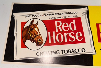 red horse tobacco CHEWING Cardboard NOS Advertising Sign Tobacciana and American pride Davidoff Year of the Horse-