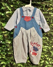 Vintage 80s Rodeo Cowboy Overall Set Western Denim Boys 18M