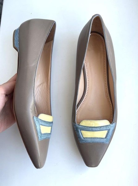 Women Bally Heels Grey Leather 41 #5KY0