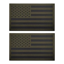 2PCS America Flag Patches IR Reflective Patch Laser Cut Patch Hook and Loop 5...